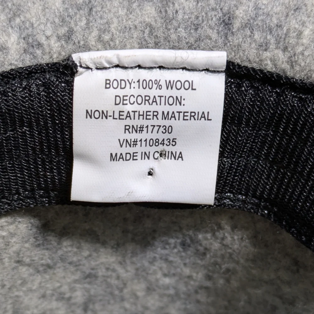 Women's Heather Gray‎ Wool Winter Boho Floppy Hat W/Faux Leather Detail